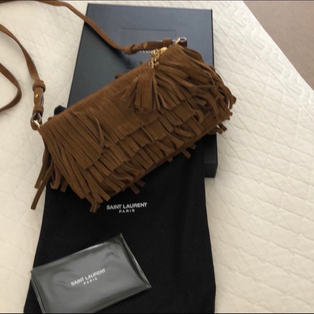 Yves Saint Laurent Fringe Crossbody In Suede - Picture 1 of 6